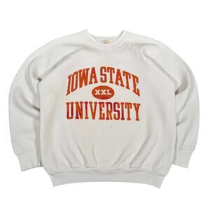 Vintage Iowa State University 80s Distressed Raglan Crewneck Spell Out Size L